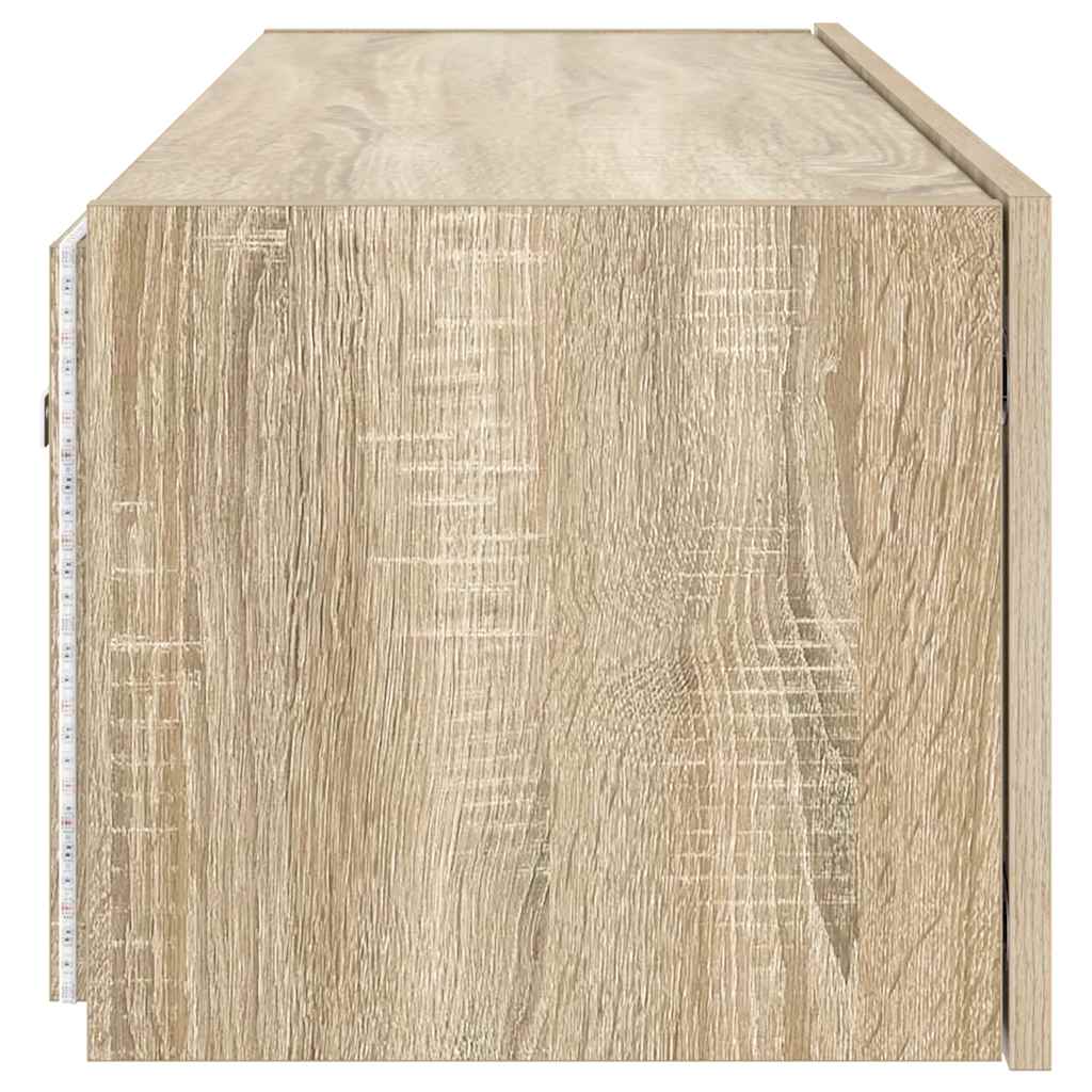 Mobile TV a Parete con Luci LED Rovere Sonoma 100x35x31 cm