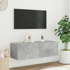 Mobile TV a Parete con Luci LED Grigio Cemento 100x35x31 cm