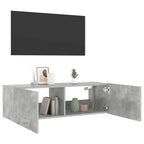 Mobile TV a Parete con Luci LED Grigio Cemento 100x35x31 cm