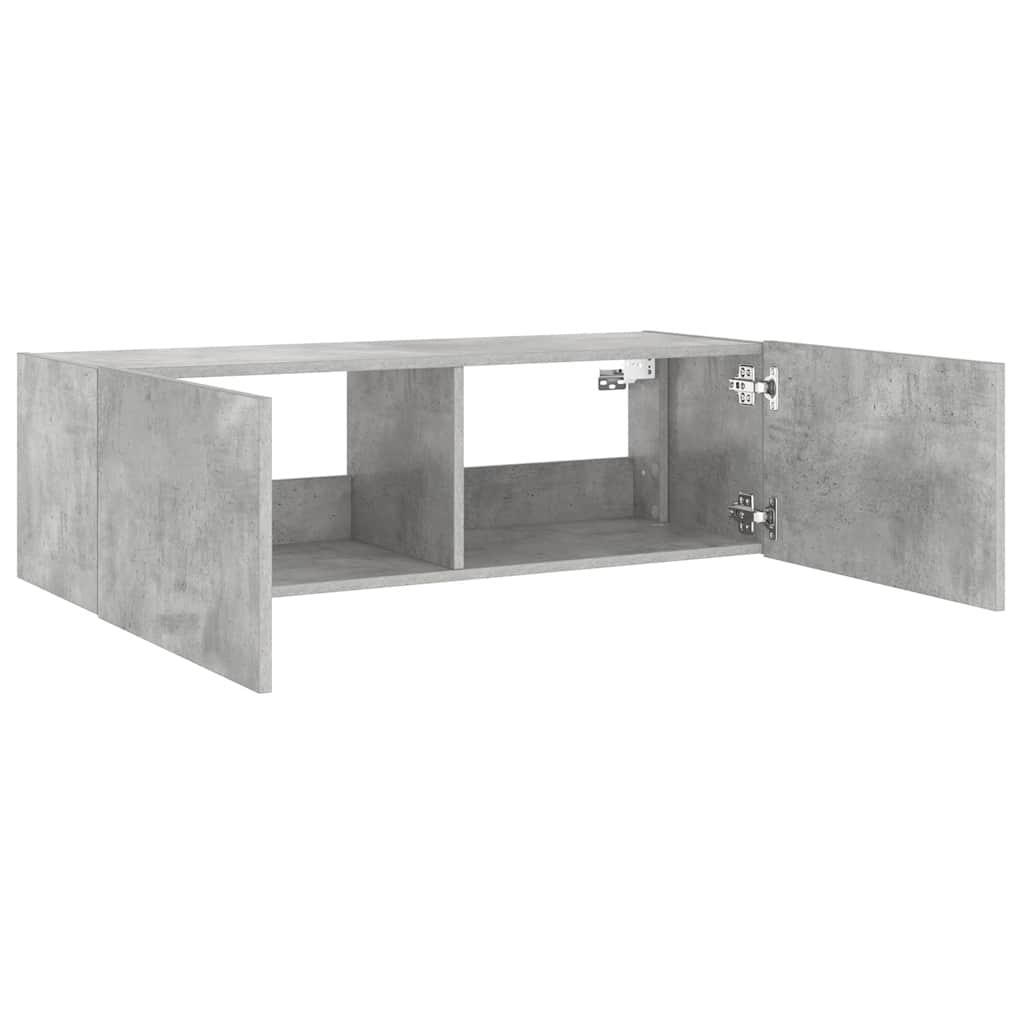 Mobile TV a Parete con Luci LED Grigio Cemento 100x35x31 cm
