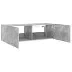 Mobile TV a Parete con Luci LED Grigio Cemento 100x35x31 cm