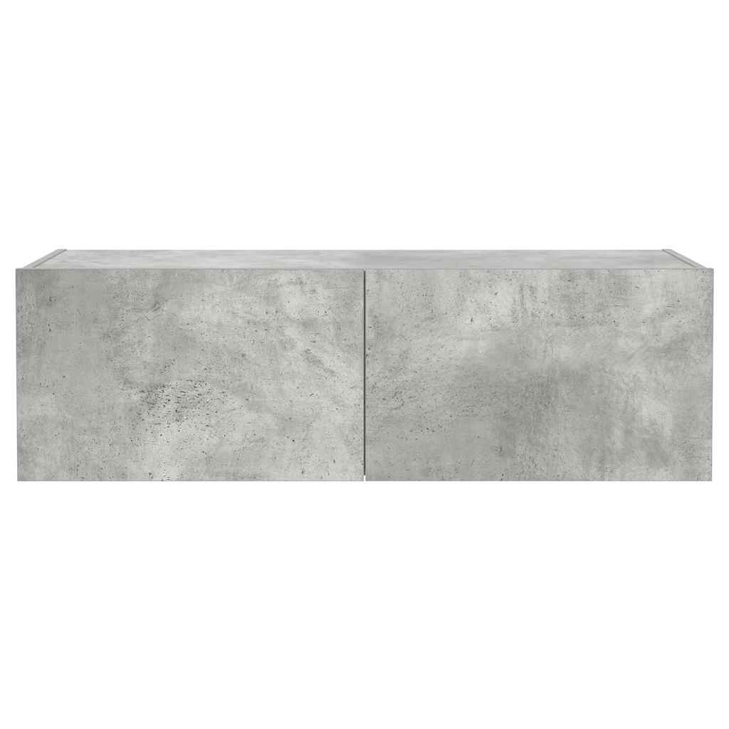 Mobile TV a Parete con Luci LED Grigio Cemento 100x35x31 cm