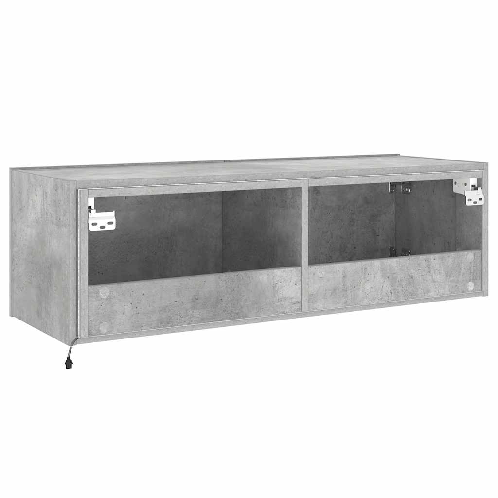 Mobile TV a Parete con Luci LED Grigio Cemento 100x35x31 cm