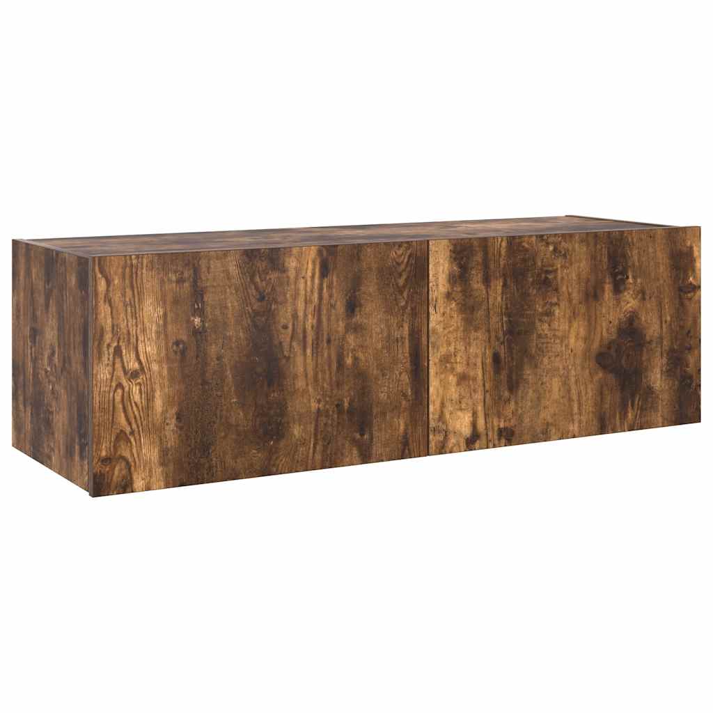 Mobile TV a Parete con Luci LED Rovere Fumo 100x35x31 cm