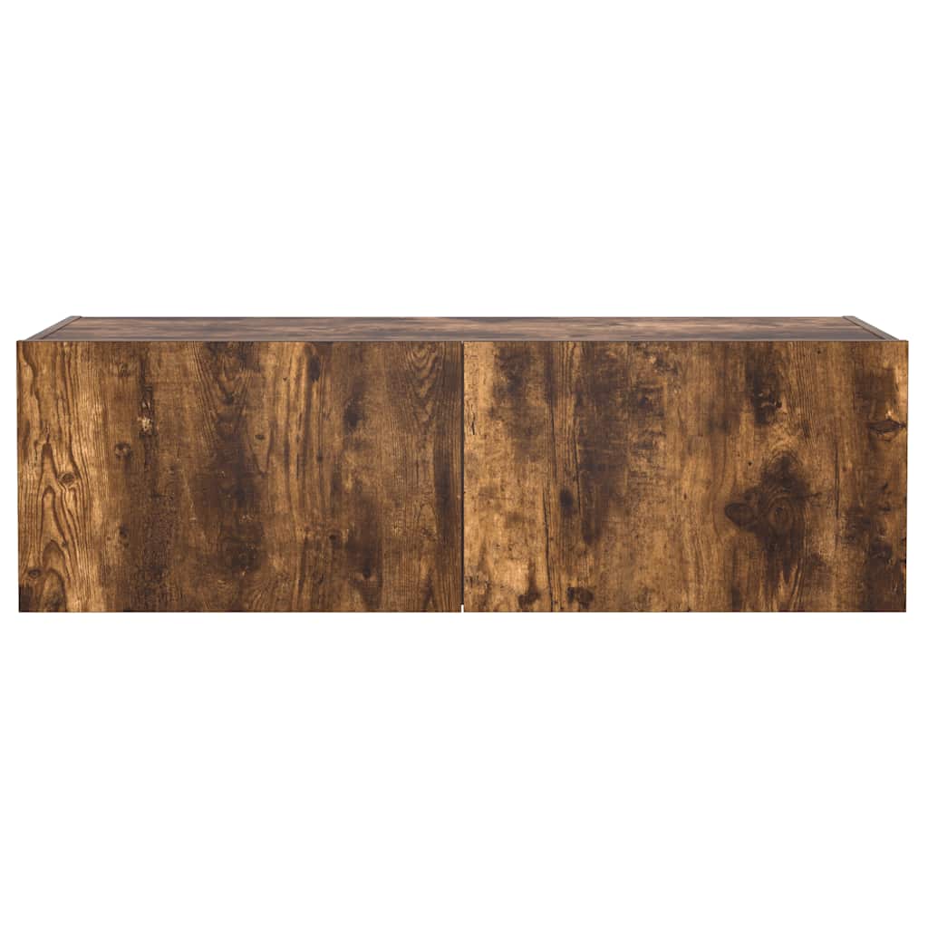 Mobile TV a Parete con Luci LED Rovere Fumo 100x35x31 cm