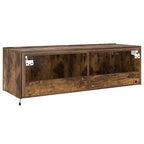 Mobile TV a Parete con Luci LED Rovere Fumo 100x35x31 cm