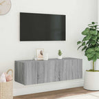 Mobile TV a Parete con Luci LED Grigio Sonoma 100x35x31 cm
