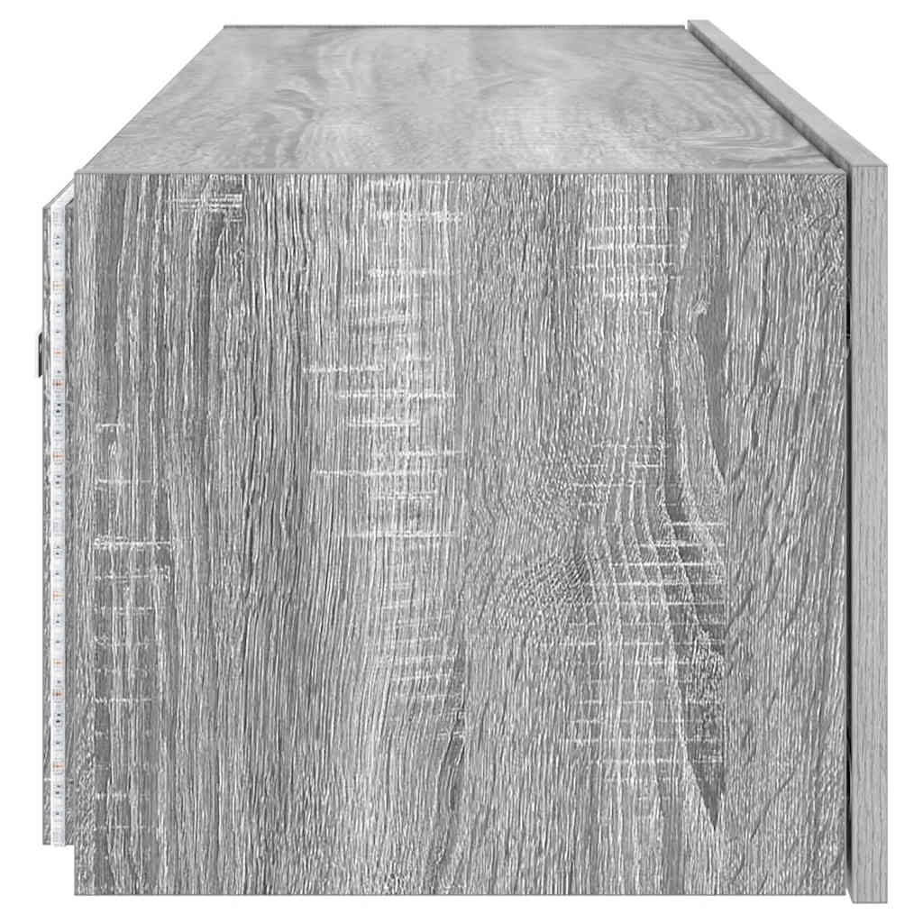 Mobile TV a Parete con Luci LED Grigio Sonoma 100x35x31 cm