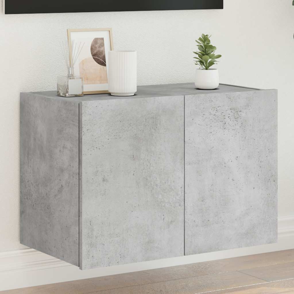 Mobile TV a Parete con Luci LED Grigio Cemento 60x35x41 cm