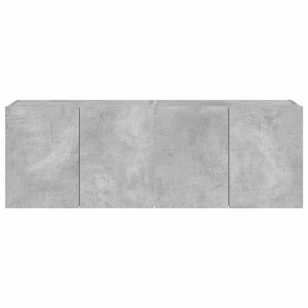 Mobili TV a Parete con Luci LED 2pz Grigio Cemento 60x35x41 cm
