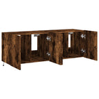 Mobili TV a Parete con Luci LED 2pz Rovere Fumo 60x35x41 cm