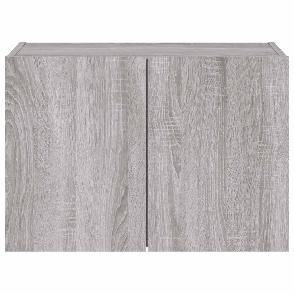 Mobile TV a Parete con Luci LED Grigio Sonoma 60x35x41 cm