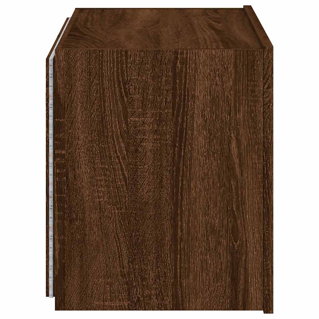 Mobile TV a Parete con Luci LED Rovere Marrone 60x35x41 cm