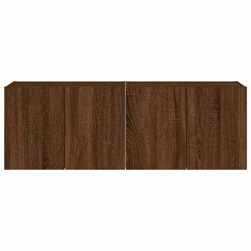 Mobili TV a Parete con Luci LED 2pz Rovere Marrone 60x35x41 cm