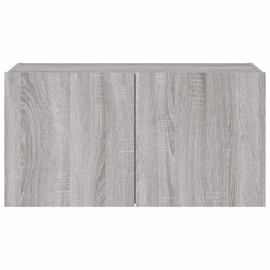 Mobile TV a Parete con Luci LED Grigio Sonoma 80x35x41 cm