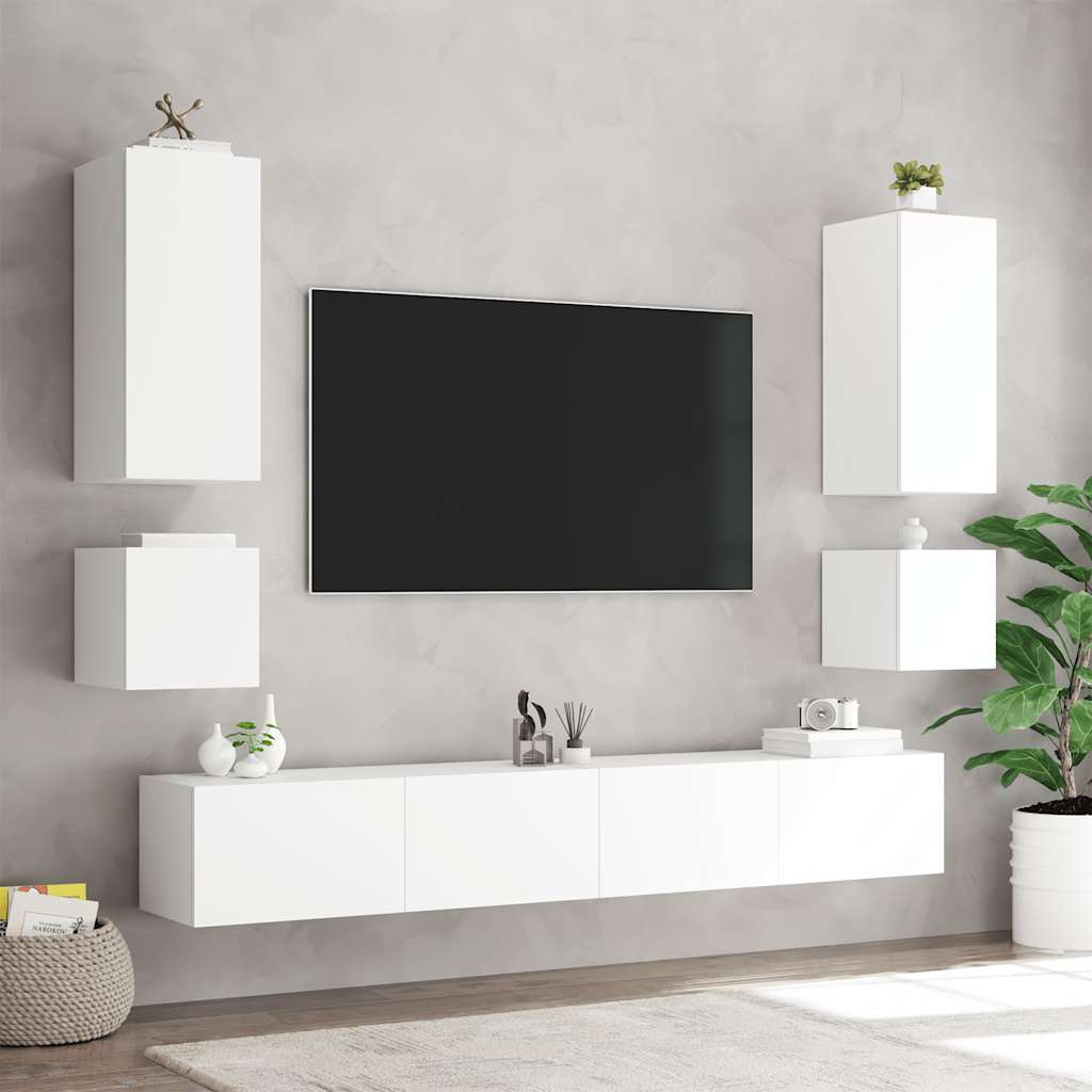 Mobile TV a Parete con Luci LED Bianco 100x35x41 cm