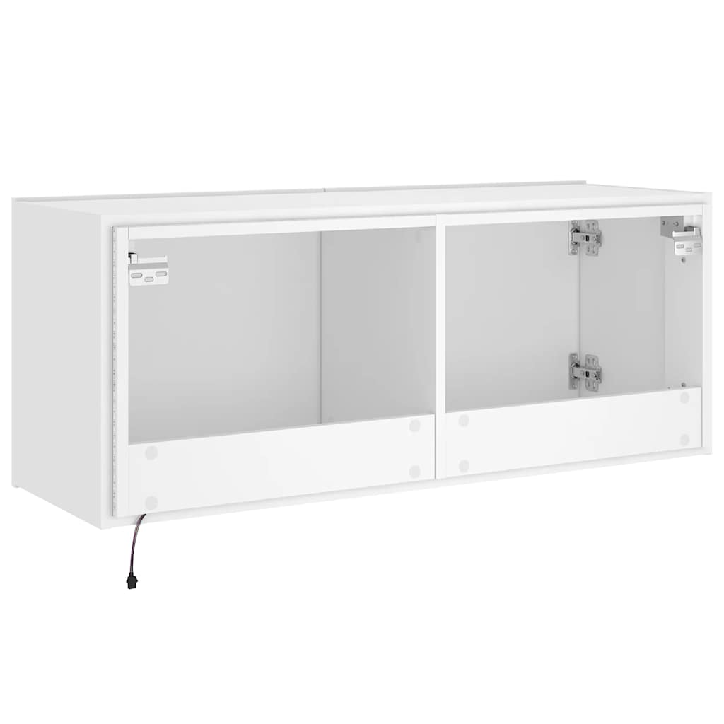 Mobile TV a Parete con Luci LED Bianco 100x35x41 cm