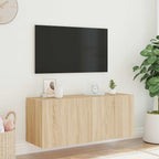 Mobile TV a Parete con Luci LED Rovere Sonoma 100x35x41 cm