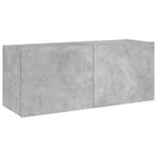 Mobile TV a Parete con Luci LED Grigio Cemento 100x35x41 cm