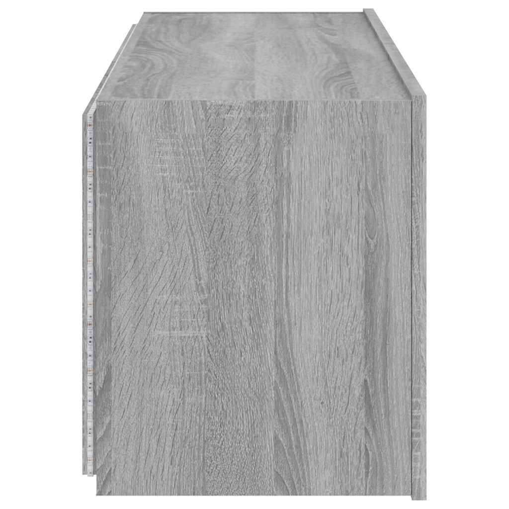 Mobile TV a Parete con Luci LED Grigio Sonoma 100x35x41 cm