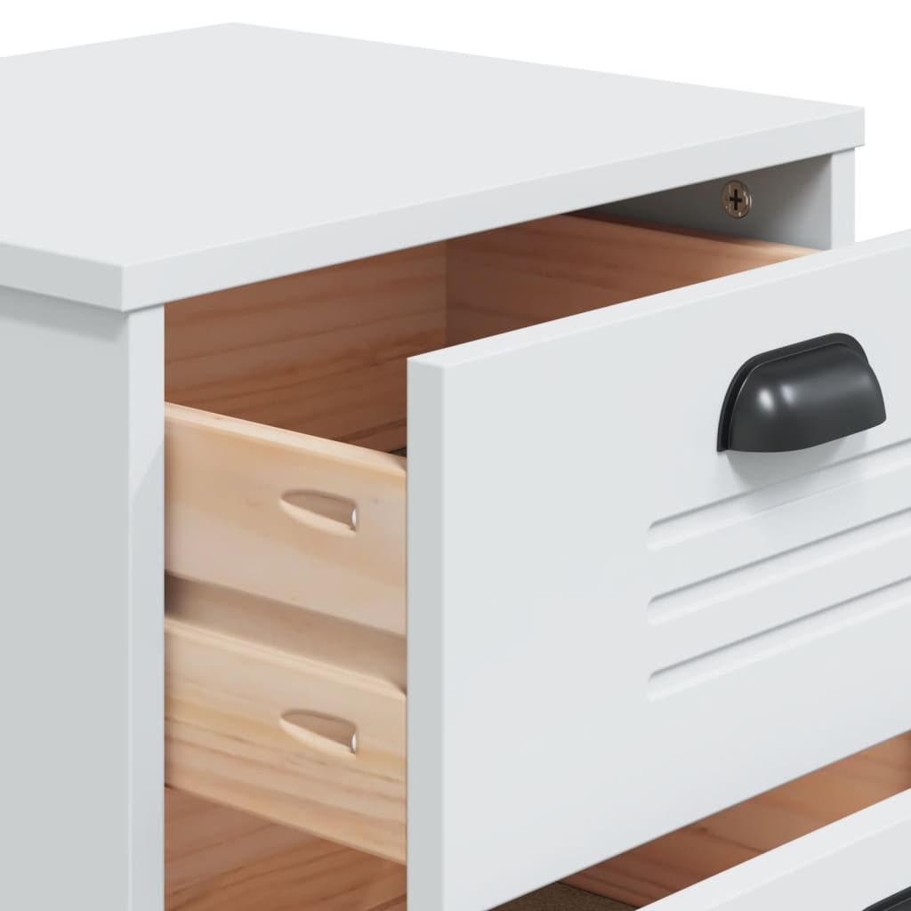 Comodino VIKEN Bianco in Legno Massello di Pino