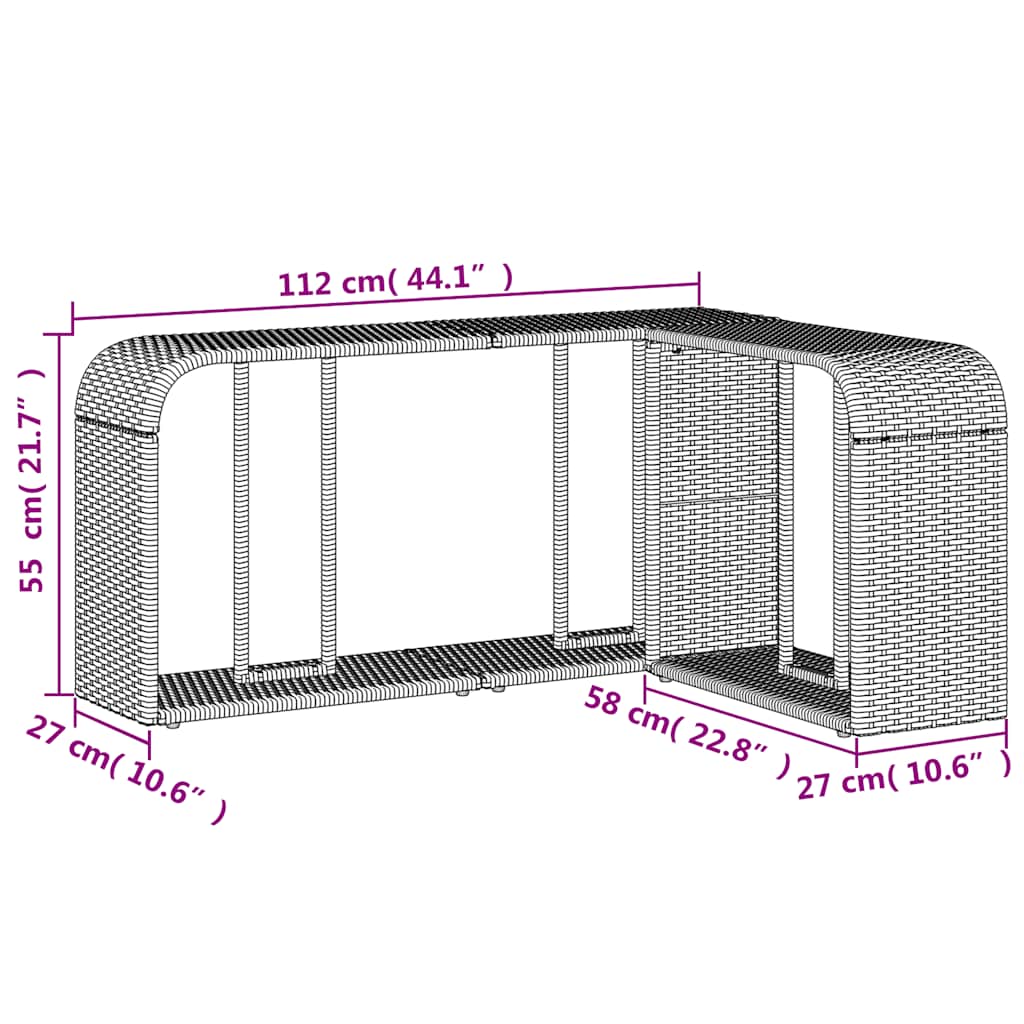 Scaffali portaoggetti 2 pz neri in polyrattan