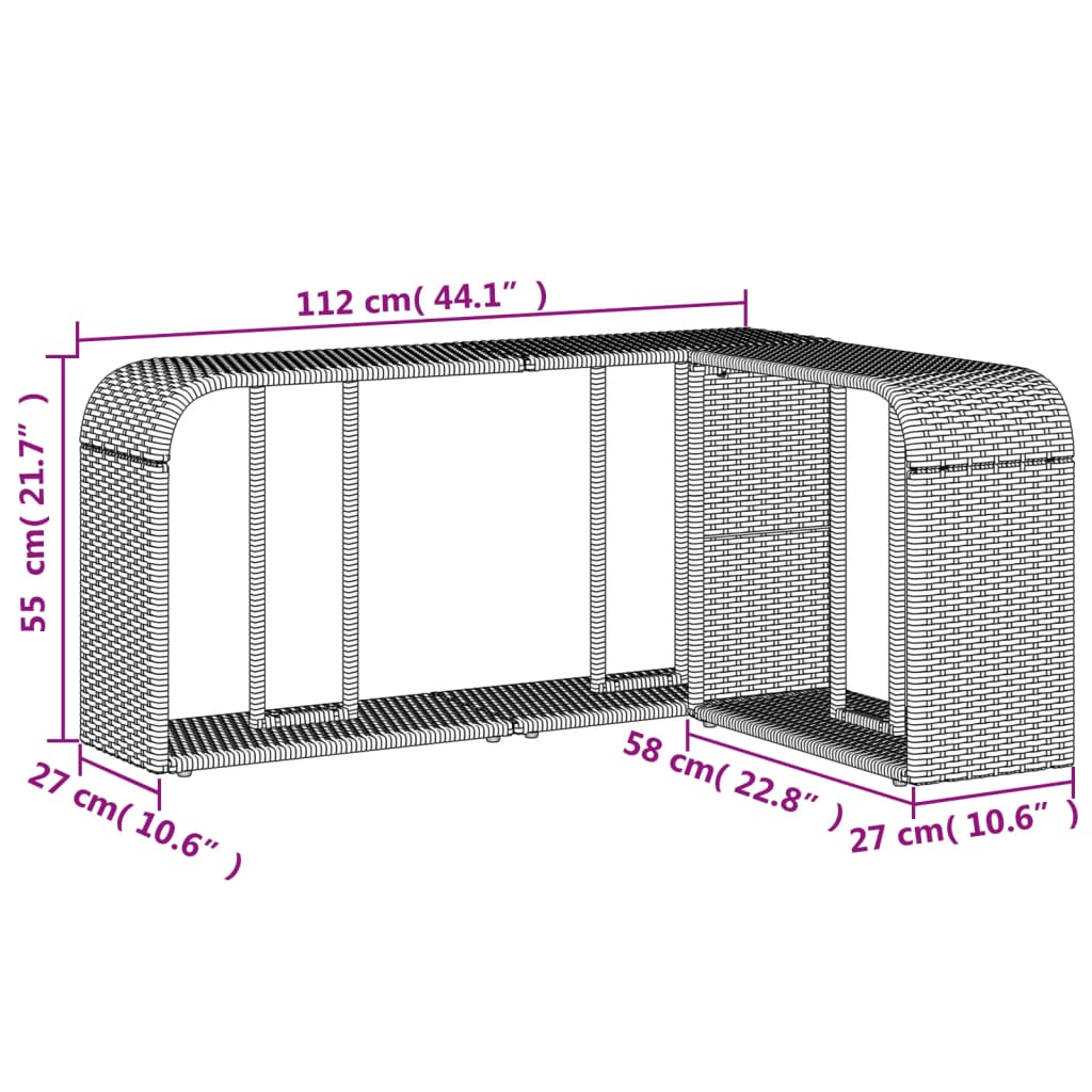 Scaffali Portaoggetti 2 pz Grigio Chiaro in Polyrattan