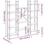Libreria Nera 155,5x24x166,5 cm in Legno Multistrato