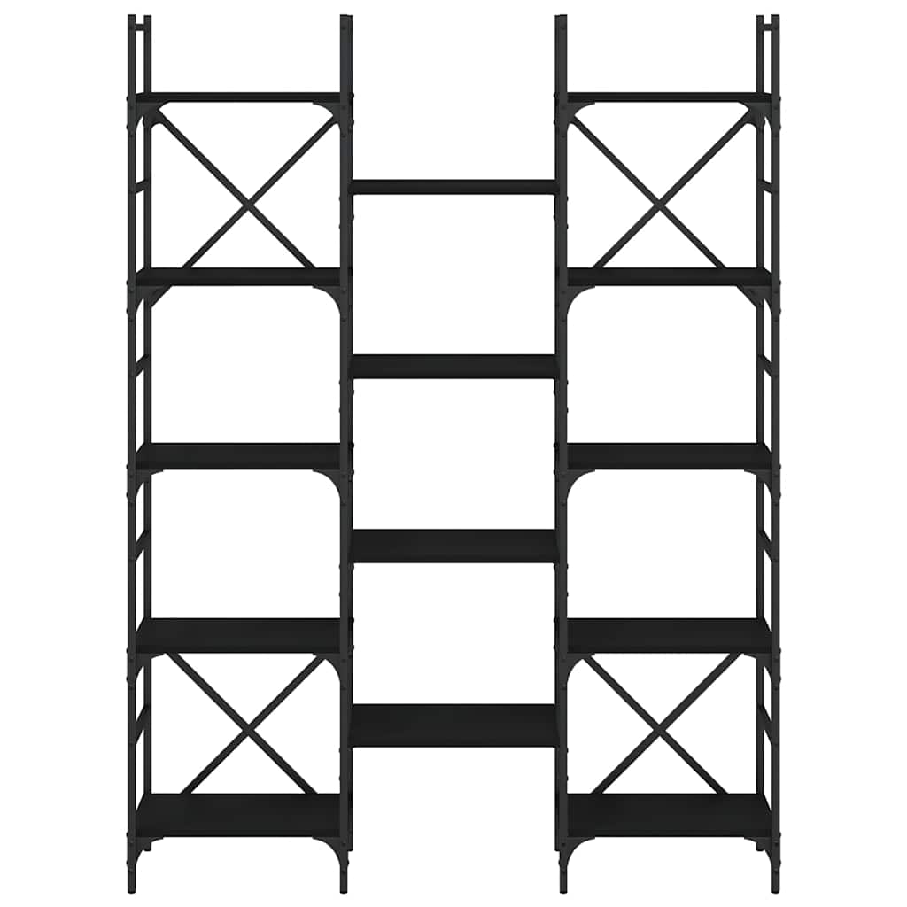 Libreria Nera 127,5x28,5x172,5 cm in Legno Multistrato