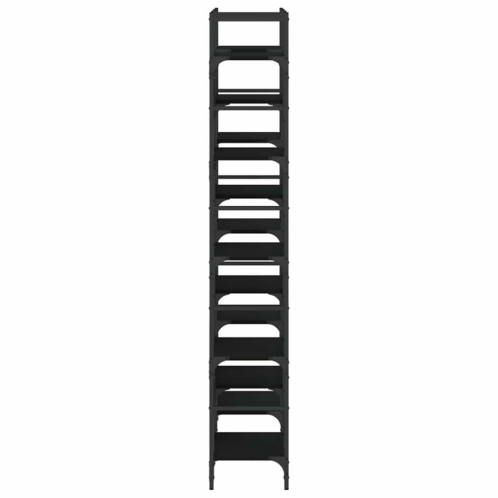 Libreria Nera 127,5x28,5x172,5 cm in Legno Multistrato