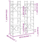 Libreria Nera 127,5x28,5x172,5 cm in Legno Multistrato