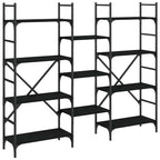 Libreria Nera 160x28,5x136,5 cm in Legno Multistrato