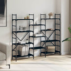 Libreria Nera 160x28,5x136,5 cm in Legno Multistrato