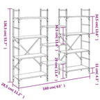 Libreria Nera 160x28,5x136,5 cm in Legno Multistrato
