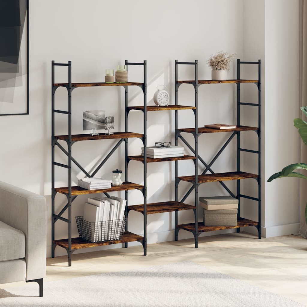 Libreria Rovere Fumo 160x28,5x136,5 cm in Legno Multistrato