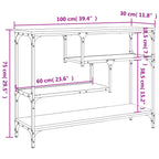 Tavolino Consolle Nero 100x30x75 cm in Legno Multistrato