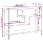 Tavolo Consolle Rovere Fumo 100x30x75 cm Legno Multistrato