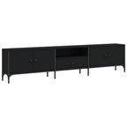 Mobile TV con Cassetto Nero 200x25x44 cm in Legno Multistrato