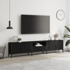 Mobile TV con Cassetto Nero 200x25x44 cm in Legno Multistrato