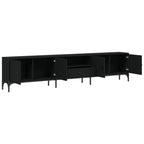 Mobile TV con Cassetto Nero 200x25x44 cm in Legno Multistrato