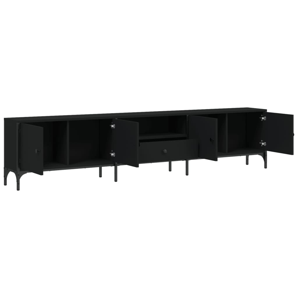 Mobile TV con Cassetto Nero 200x25x44 cm in Legno Multistrato