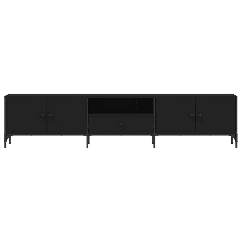 Mobile TV con Cassetto Nero 200x25x44 cm in Legno Multistrato