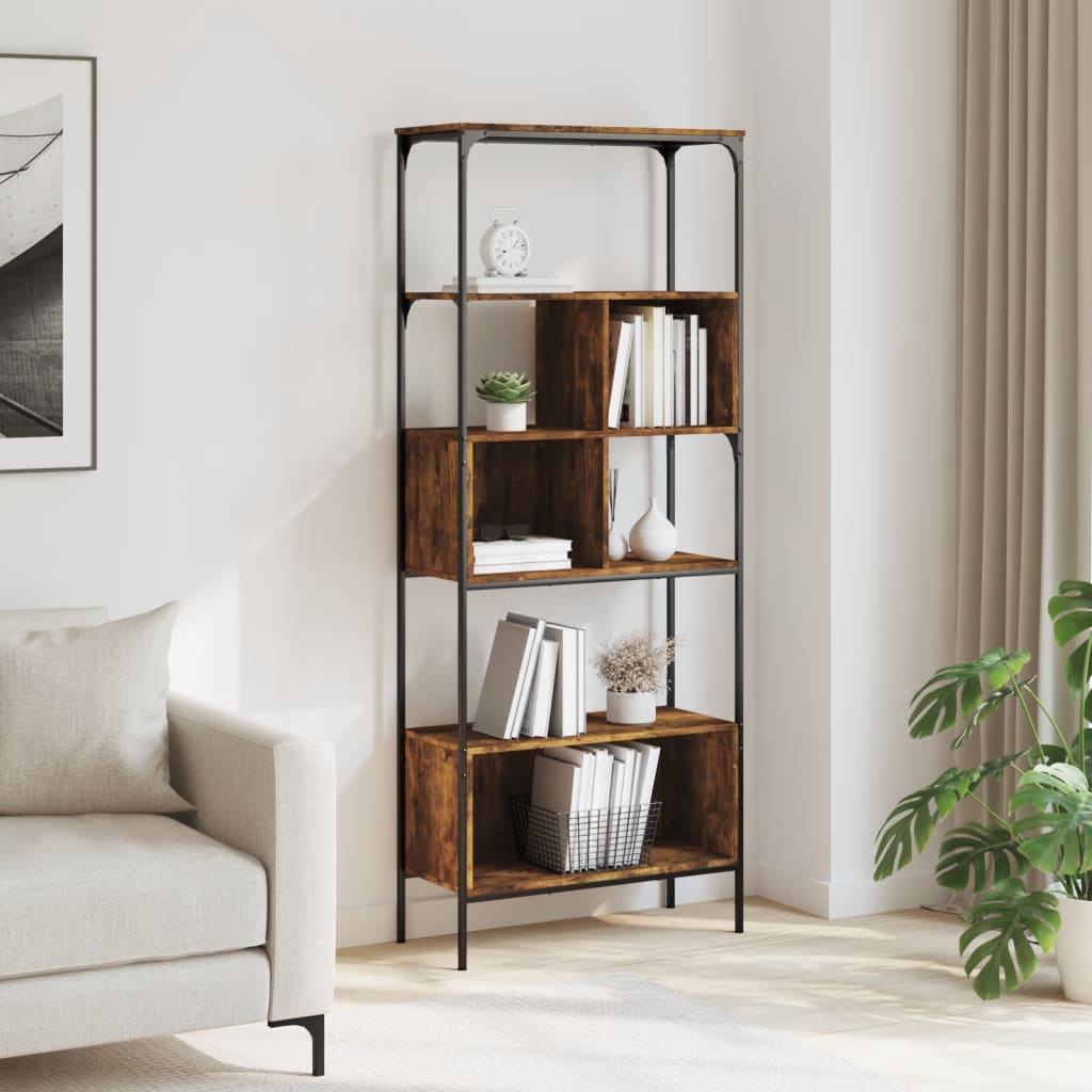 Libreria 5 Ripiani Rovere Fumo 76x33x188,5 cm Legno Multistrato