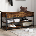 Panca Porta Scarpe Rovere Fumo 100x42,5x50 cm Legno Multistrato