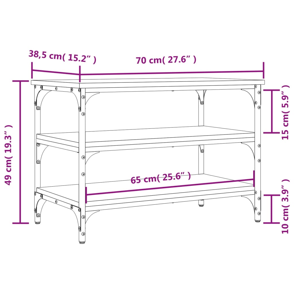 Panca Porta Scarpe Nera 70x38,5x49 cm in Legno Multistrato