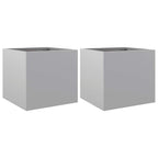 Fioriere 2pz Argento 32x30x29 cm in Acciaio Zincato
