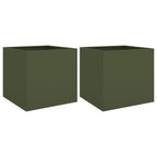 Fioriere 2 pz Verde Oliva 42x40x39 cm in Acciaio