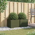 Fioriere 2 pz Verde Oliva 42x40x39 cm in Acciaio