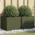Fioriere 2 pz Verde Oliva 42x40x39 cm in Acciaio