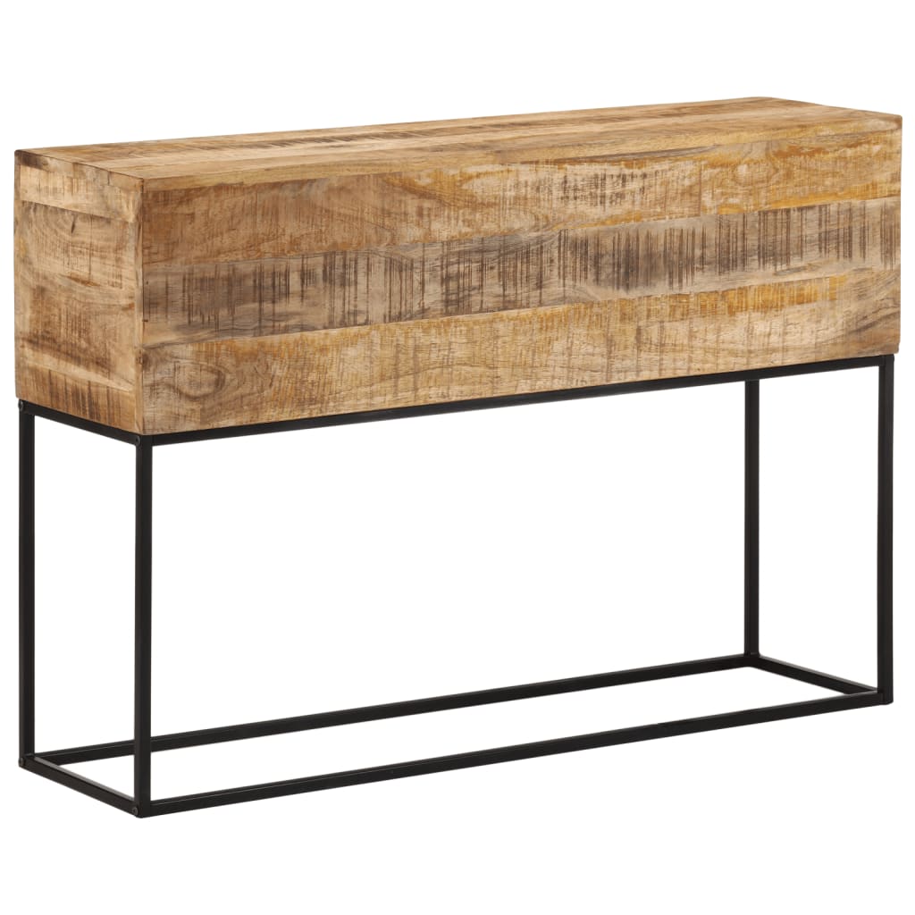 Tavolo Consolle 110x30x75cm Legno Massello Mango Grezzo e Ferro